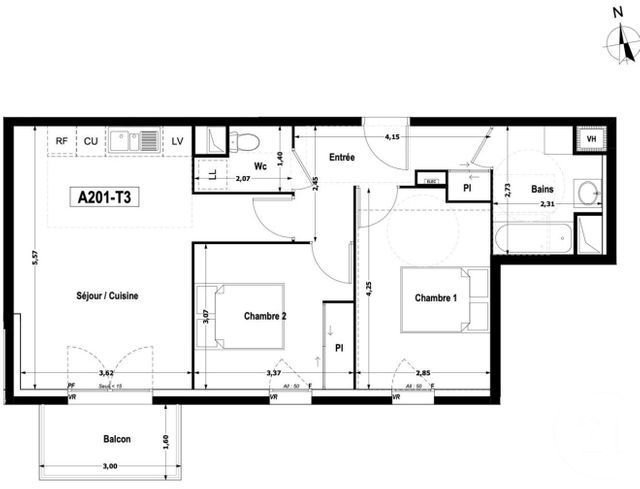 Appartement F3 à vendre - 3 pièces - 59.54 m2 - BAGNEUX - 92 - ILE-DE-FRANCE - Century 21 Côté Mairie